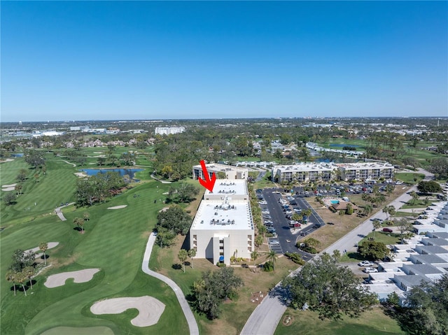 drone / aerial view featuring golf course view