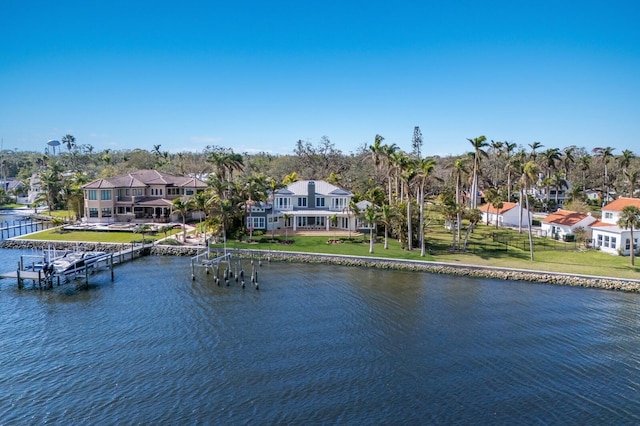 property view of water with a boat dock