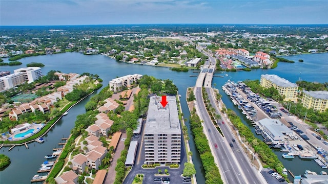 6415 Midnight Pass Rd Unit 211, Sarasota, FL 34242 - aerial view of property's location with a large body of water and apartment complex / building