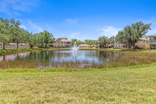 view of water feature with a residential view