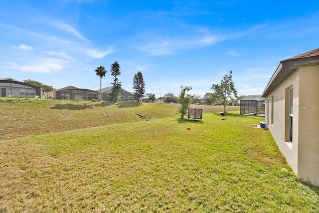 view of yard with a lanai