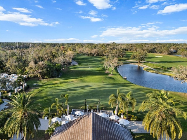 view of property's community featuring a water view and golf course view