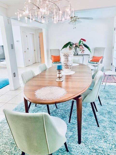 view of tiled dining room