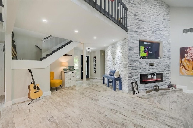 interior space featuring visible vents and stairway