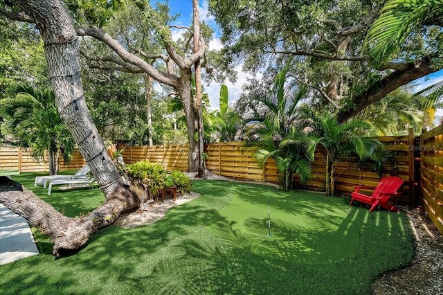 view of yard featuring a fenced backyard