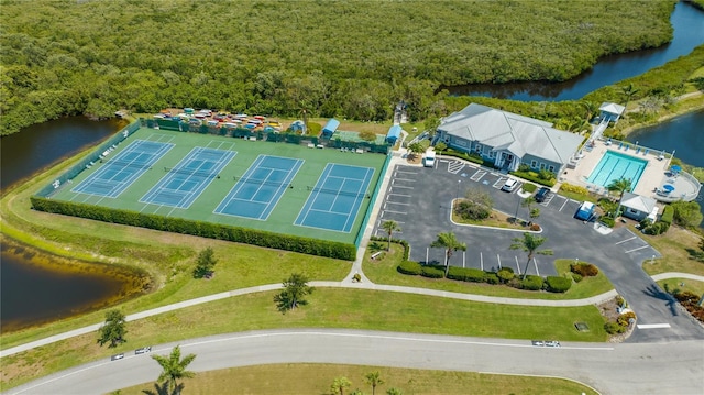 bird's eye view featuring a water view