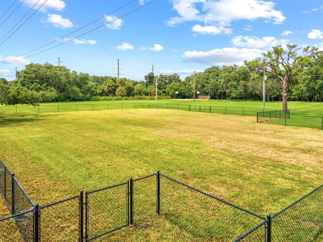 view of yard with a rural view and fence