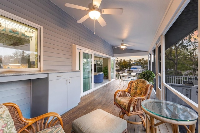 1528 43rd Avenue Dr W, Palmetto, FL 34221 - sunroom with outdoor dining space and a ceiling fan