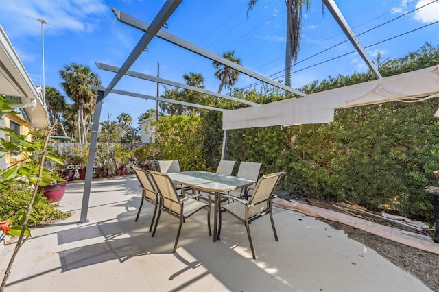 view of patio featuring a pergola