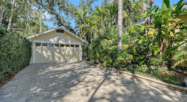 view of detached garage