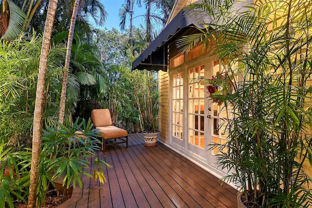 wooden deck with french doors