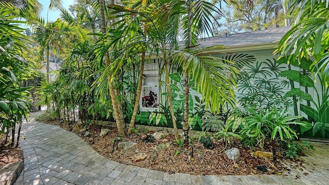 exterior space featuring a shingled roof
