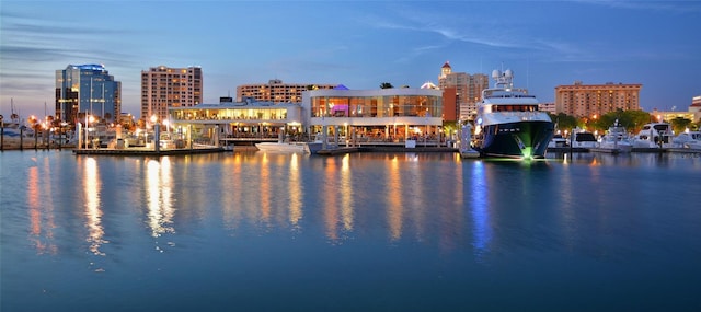 property view of water featuring a city view