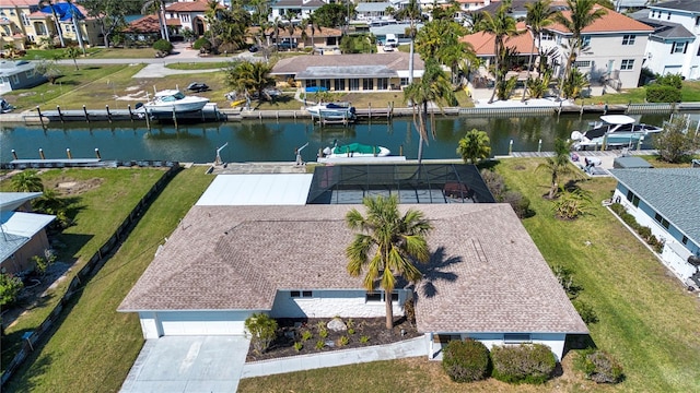 bird's eye view featuring a water view