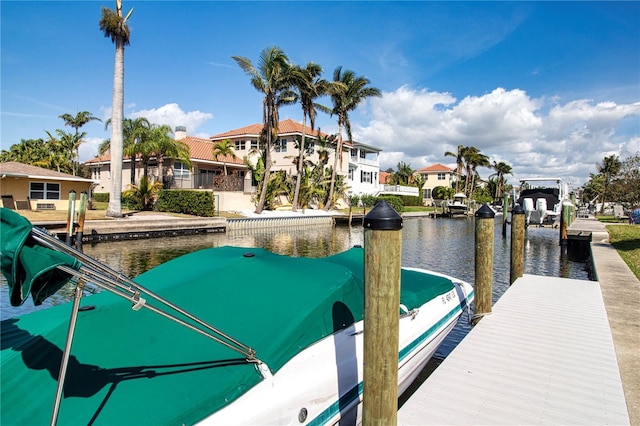 dock area featuring a water view