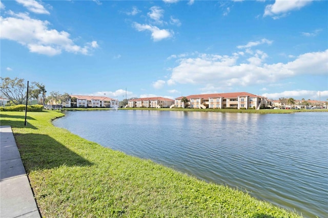 view of water feature with a residential view