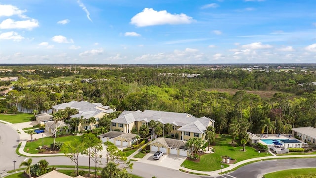 bird's eye view with a residential view and a forest view