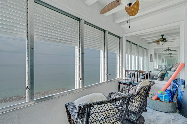 sunroom / solarium with beam ceiling