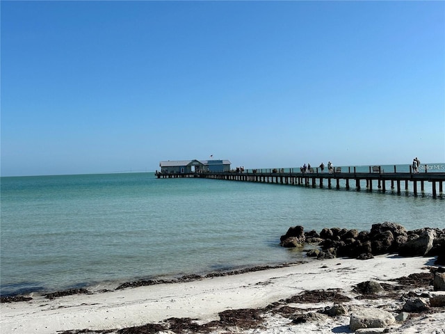 property view of water with a beach view