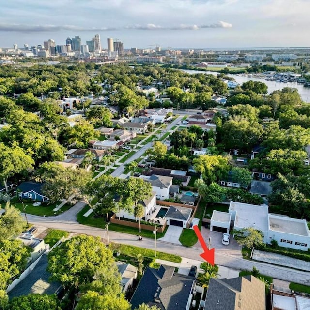 aerial view featuring a city view