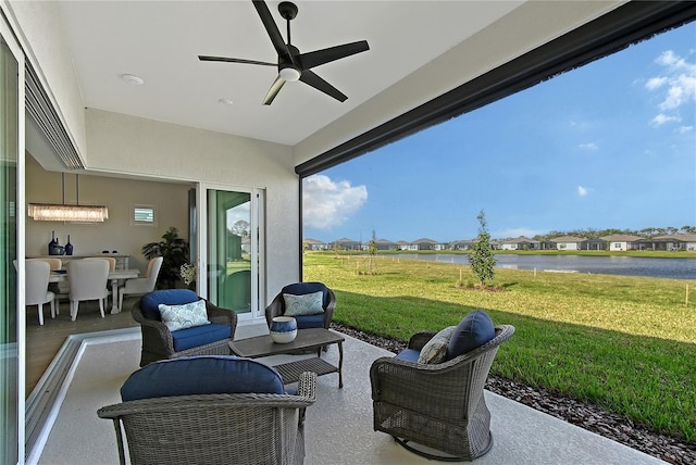 view of patio with a ceiling fan