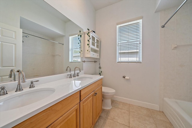 bathroom featuring vanity, toilet, and tile patterned floors