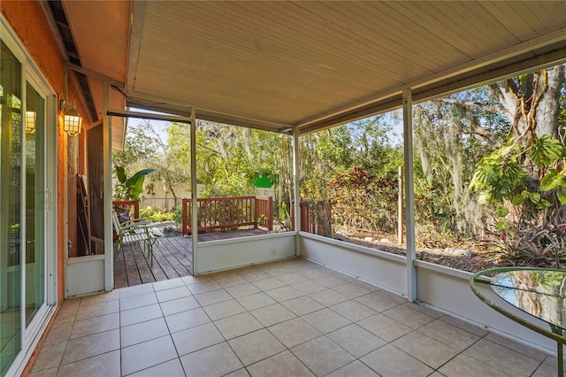 view of unfurnished sunroom