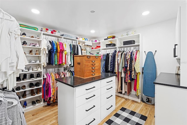 spacious closet with light wood-style flooring