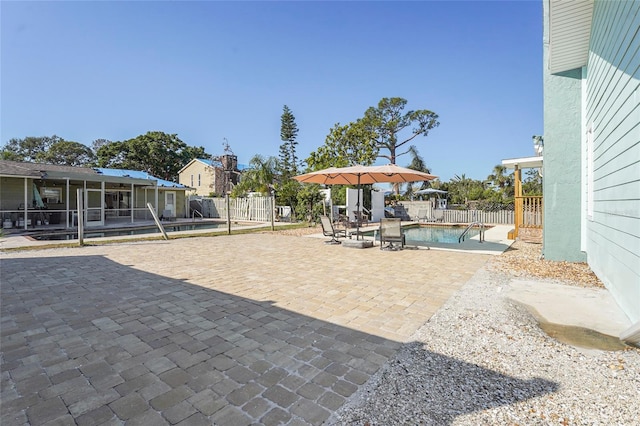 view of patio featuring a fenced in pool and a fenced backyard