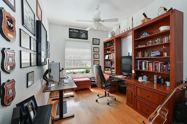 10509 Winding Stream Way, Bradenton, FL 34212 - office area featuring ceiling fan and light wood-style floors