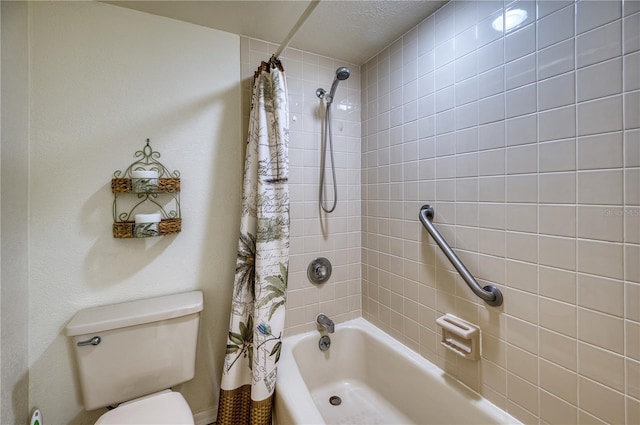 bathroom with toilet and shower / bath combo