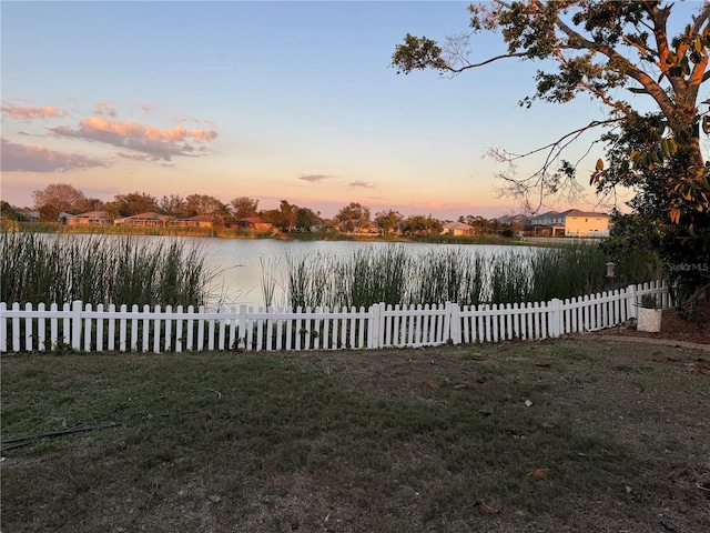 property view of water with fence