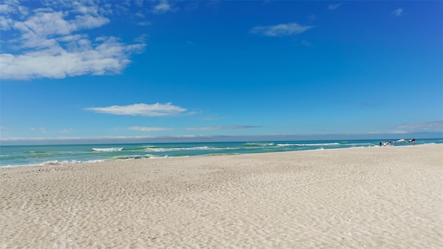 view of water feature featuring a beach view