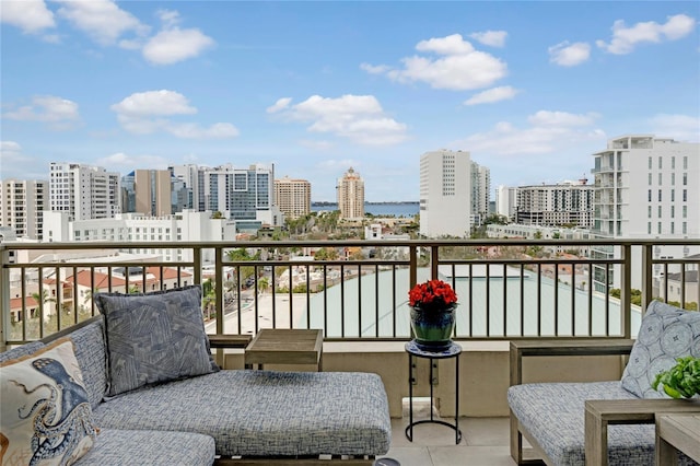 balcony with a view of city