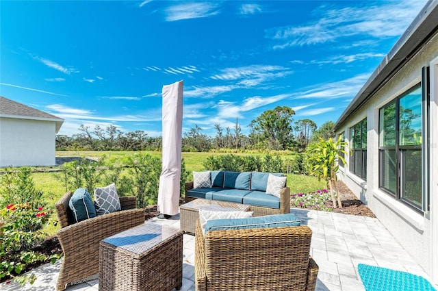 view of patio featuring an outdoor hangout area