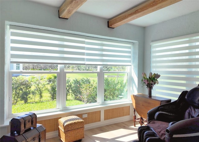 sunroom / solarium with beam ceiling