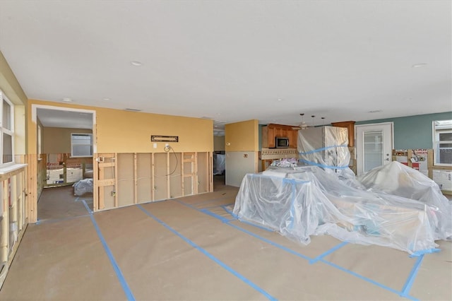 interior space featuring concrete floors