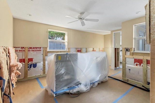 misc room with ceiling fan