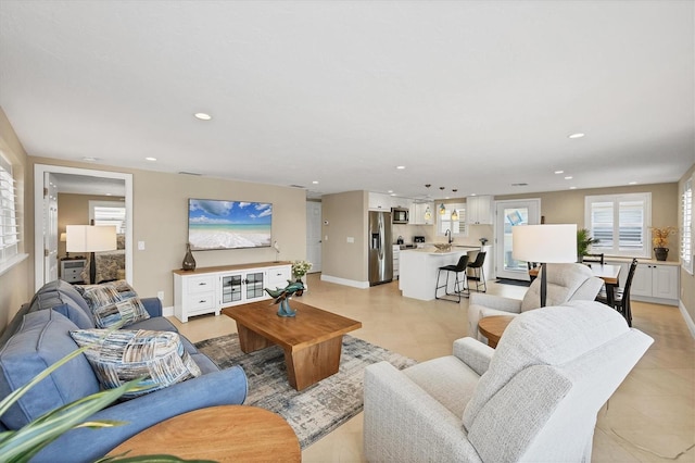 6140 Midnight Pass Rd Unit A10, Sarasota, FL 34242 - living room with recessed lighting and light tile patterned floors