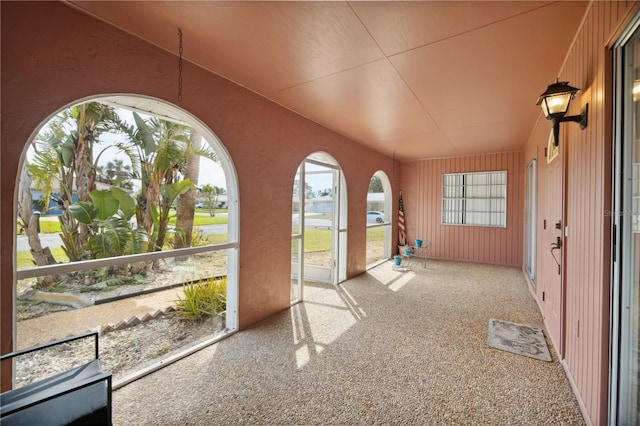 view of unfurnished sunroom