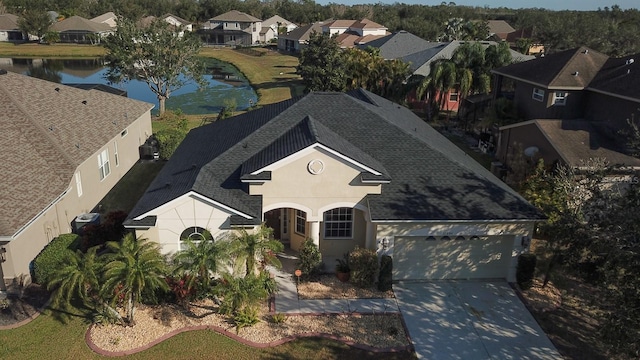 bird's eye view featuring a water view