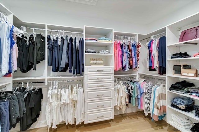 spacious closet with light wood-style floors