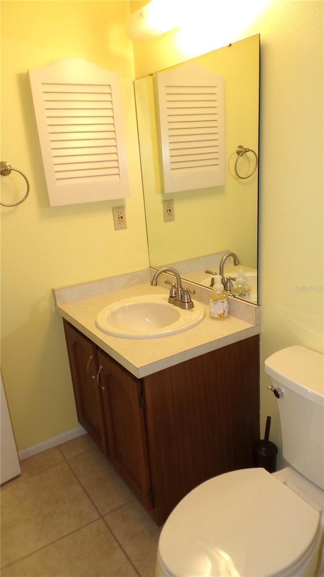 bathroom with tile patterned floors, toilet, and vanity