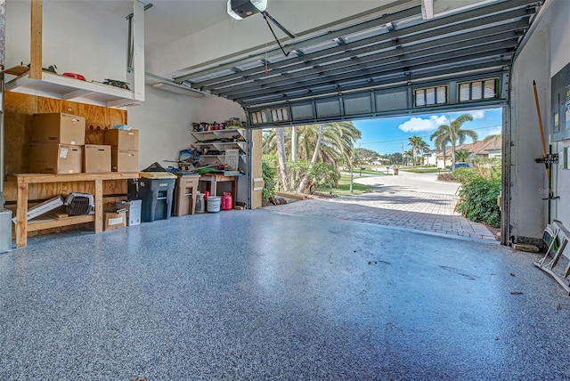 garage with a garage door opener