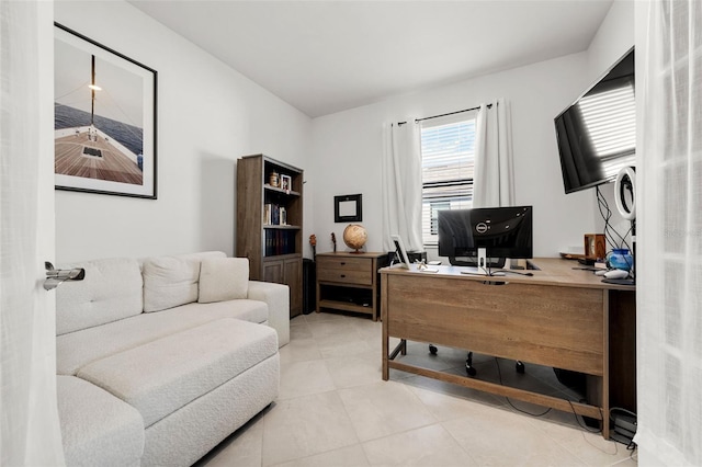 office area featuring light tile patterned flooring