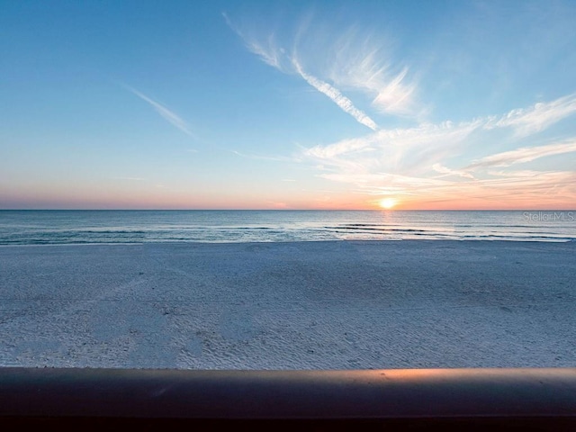 property view of water featuring a view of the beach