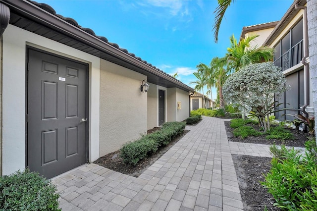 exterior space featuring stucco siding