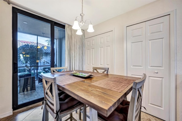 dining room featuring an inviting chandelier