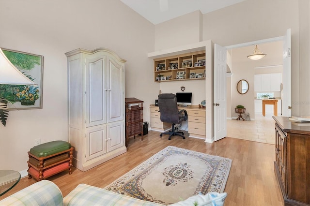 office space featuring light wood finished floors