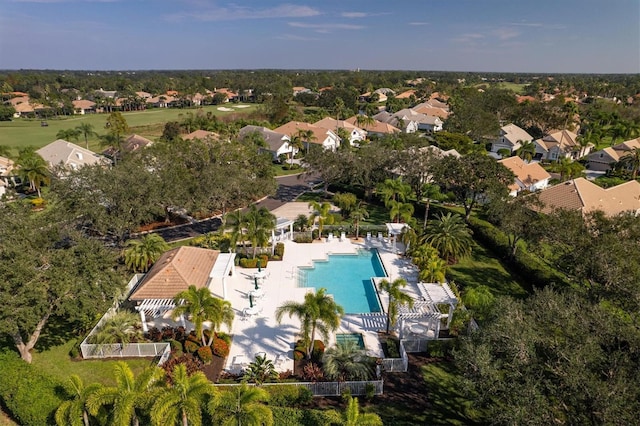 bird's eye view with a residential view